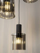 Mirbi Pendelleuchte 3-flammig Ø 45cm Schwarz, Rauch in elegantem Design mit rauchfarbenem Glas.