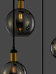 Mirro Pendelleuchte 5-flammig Ø 50cm Gold, Schwarz, Rauch in modernem Design mit Rauchglaskugeln.