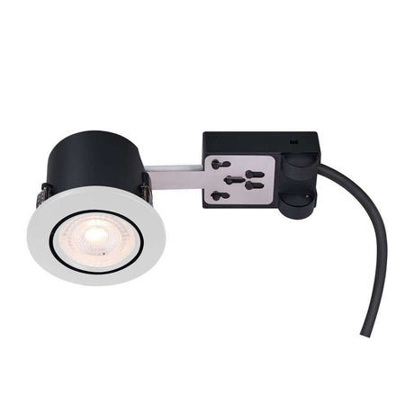 Mixit Pro candeeiro de encastrar no teto branco com corpo preto, ideal para aplicações interiores e exteriores.