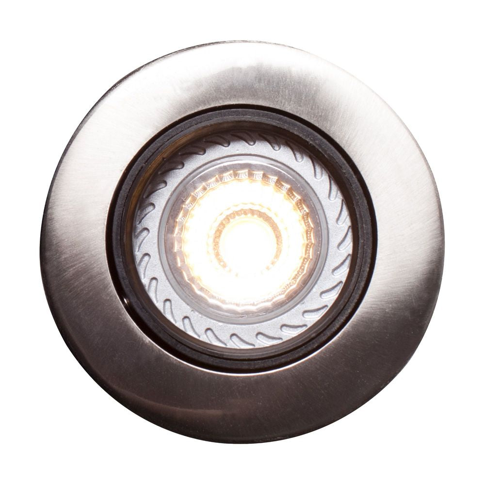 Mixit Pro Einbaustrahler mit hellem LED-Licht und modernem, silberfarbenem Design für Innen- und Außenbereich.