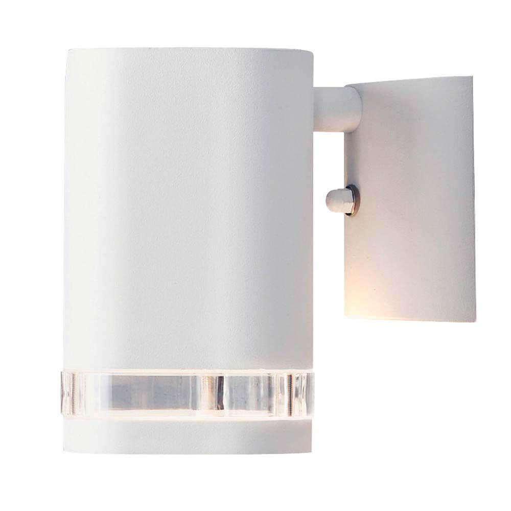 Modena Wandaußenleuchte Weiß, klares Acrylglas, Reflektor an der Wand montiert mit elegantem Design.