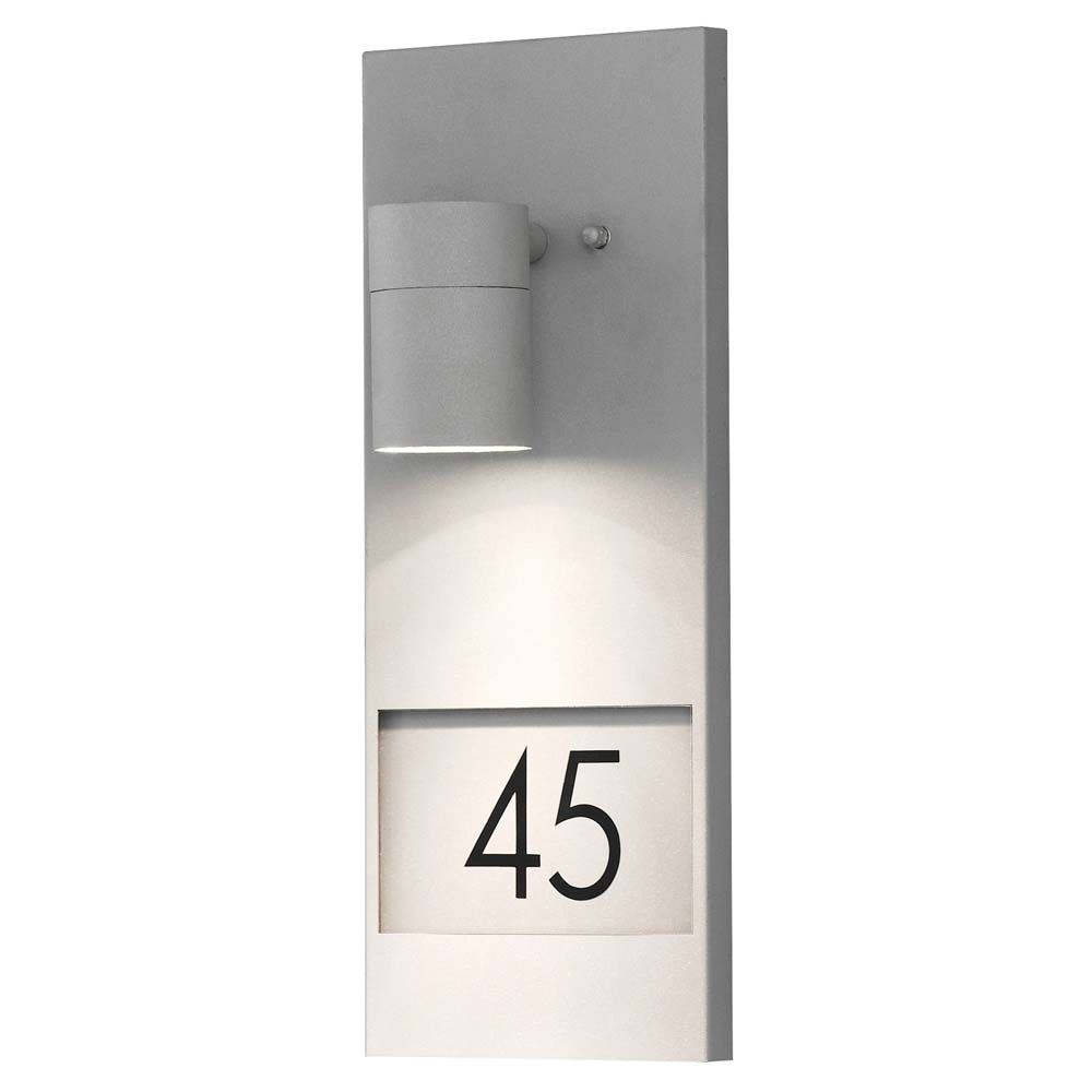 Modena exterior wall lamp with house numbers gray clear glass, reflector