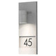 Modena Außen-Wandleuchte mit Hausnummer 45 in Grau, klarem Glas und Reflektor für elegante Hausnummernbeleuchtung.