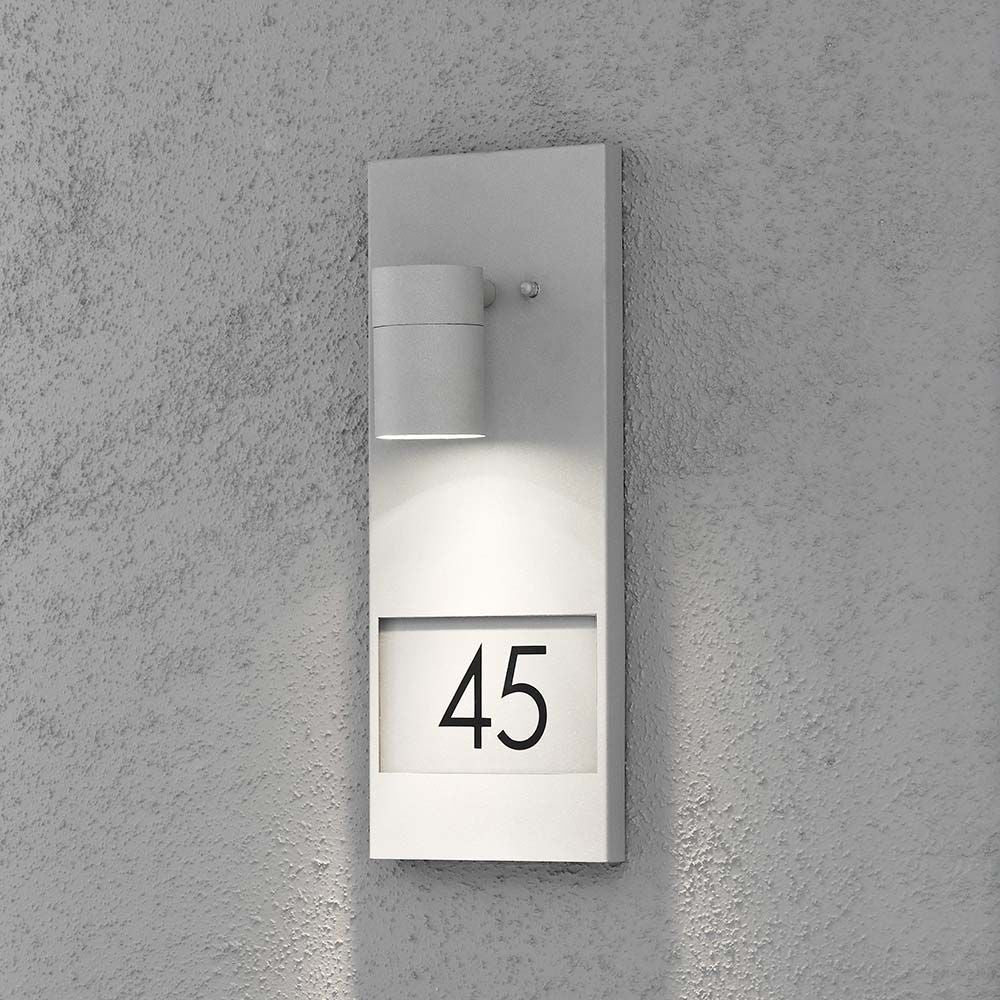 Modena exterior wall lamp with house numbers gray clear glass, reflector