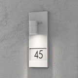 Modena exterior wall lamp with house numbers gray clear glass, reflector