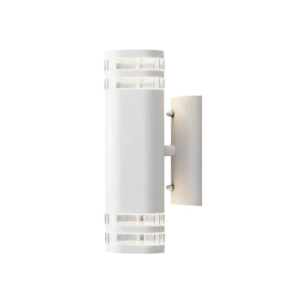 Modena Außen-Wandleuchte mit doppeltem Lichtkegel Weiß, klares Acrylglas, Reflektor