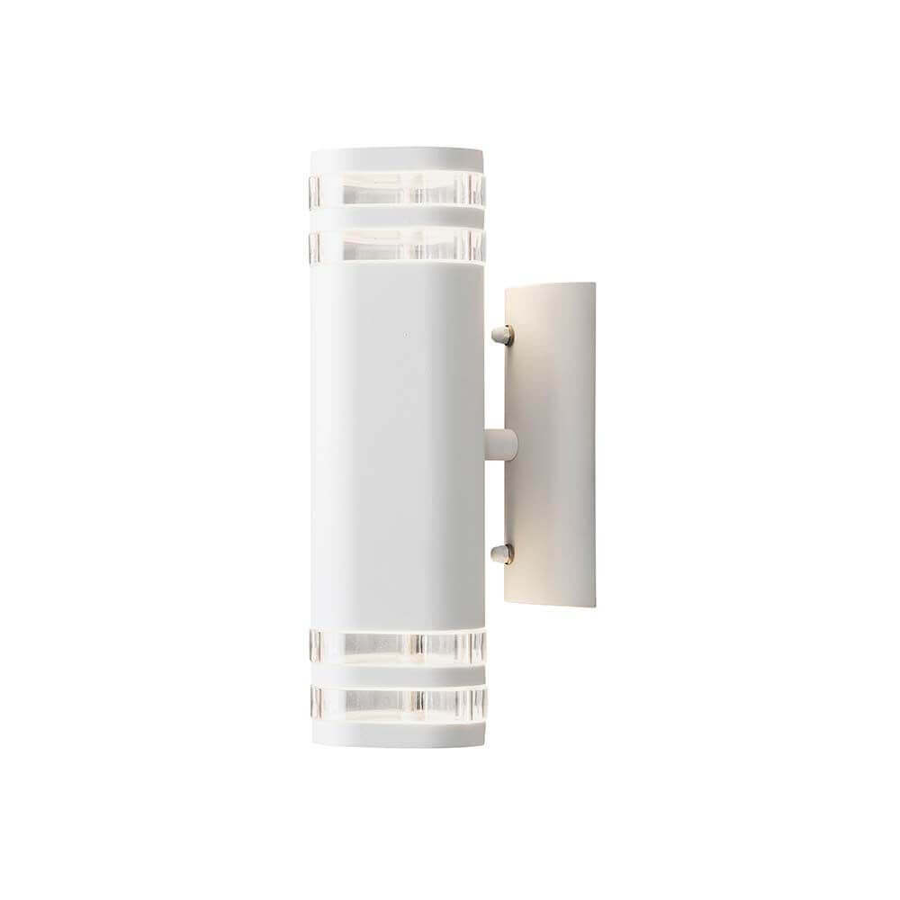 Lampe murale externe Modène avec un cône à double lumière blanc, verre acrylique transparent, réflecteur