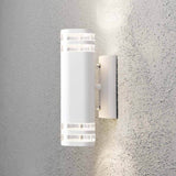 Lampe murale externe Modène avec un cône à double lumière blanc, verre acrylique transparent, réflecteur