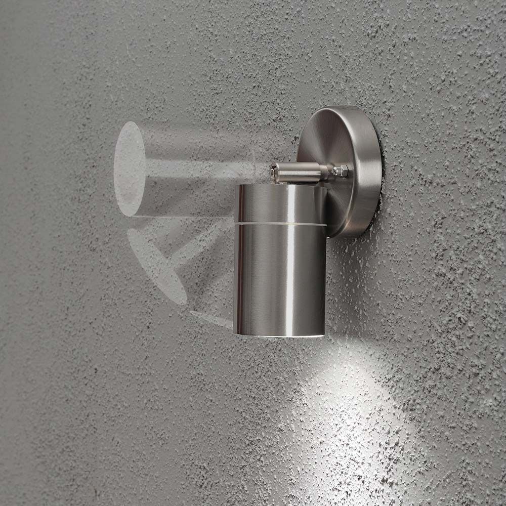Modena Energiespar Wandspot schwenkbar Edelstahl, klares Glas
