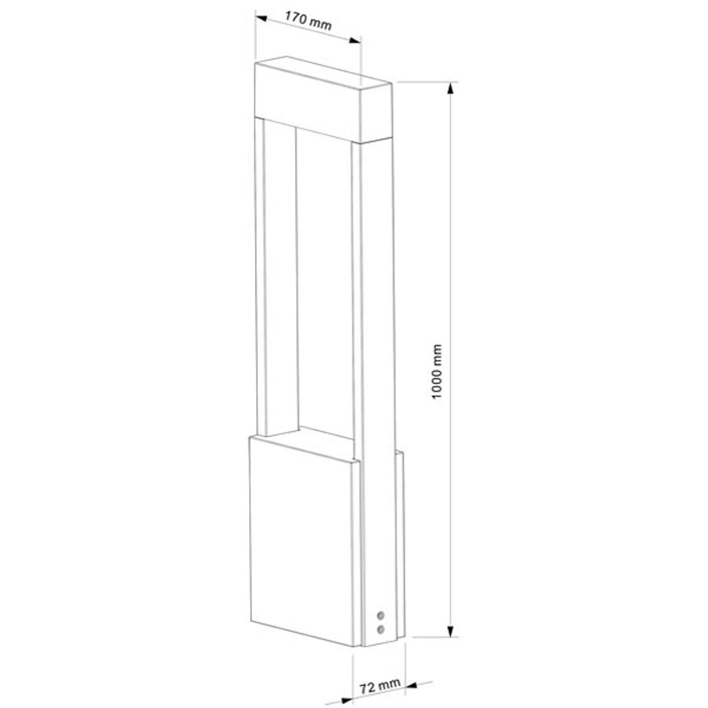 Moderne LED-pullertlampe Bridge 100 cm 640 lm mørkegrå med mål på 1000 mm x 170 mm x 72 mm.