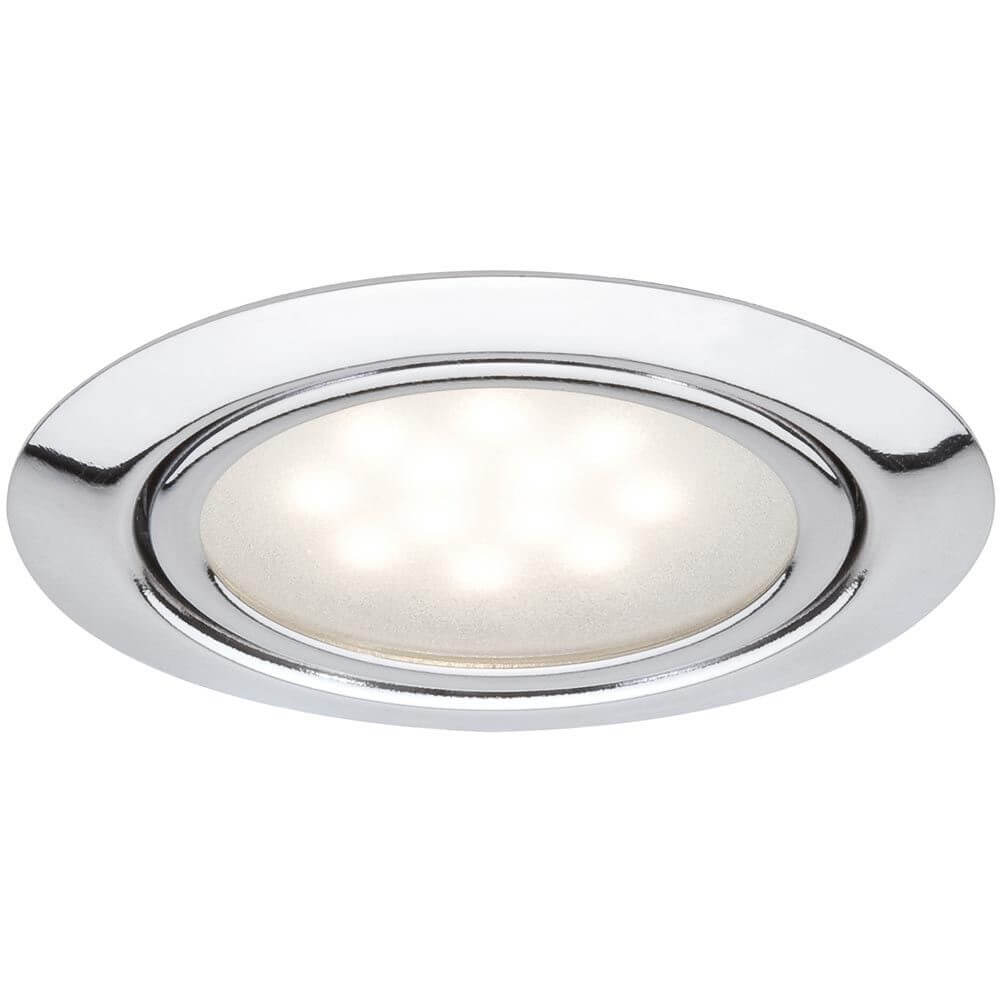 Möbel EBL Set LED 3x1W 12VA 12V 65mm Chrom Einbauleuchte in modernem Design mit dezenter Beleuchtung.