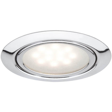 Möbel EBL Set LED 3x1W 12VA 12V 65mm Chrom Einbauleuchte in modernem Design mit dezenter Beleuchtung.