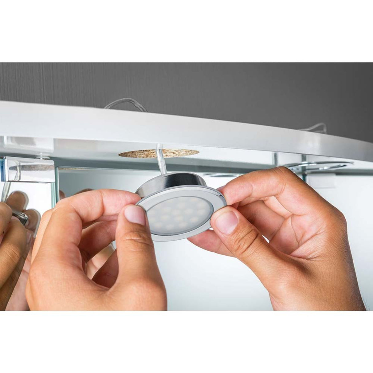 Möbel EBL Set rund LED 2x2,5W 6VA 12V 3000K Chrom Alu