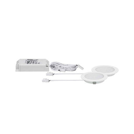 Möbel EBL Set rund LED 2x2,5W 6VA 12V 3000K Weiß Alu – Einbaustrahler mit Trafo
