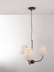 Moist Pendelleuchte 3-flammig Ø 52cm Schwarz, Beige in modernem Design mit cremefarbenen Schirmen.