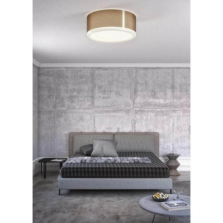 Apollo LED Deckenlampe Ø 45cm Textil Anthrazit Dimmbar in modernem Schlafzimmer über dem Bett