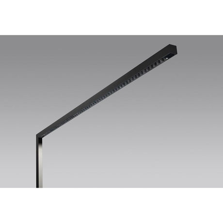 Lens Stehleuchte in Schwarz, minimalistisches Design mit dimmbarem Licht für optimale Bürobeleuchtung.