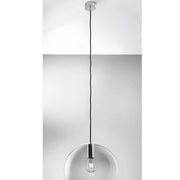 Loon Pendellampe E27 Fassung Chrom (ohne Schirm) mit moderne Retro-Optik und schwarzem Kabel.