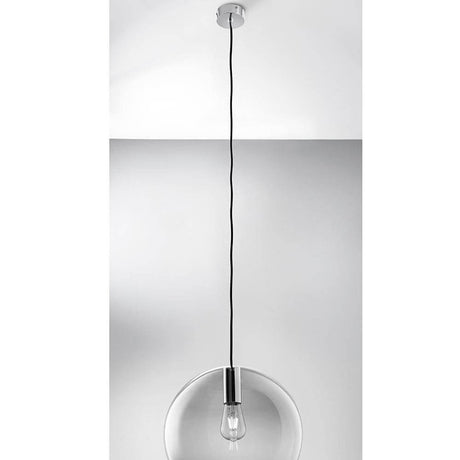 Loon Pendellampe E27 Fassung Chrom (ohne Schirm) mit moderne Retro-Optik und schwarzem Kabel.