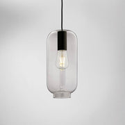 Loon ampoule en verre soufflé à la bouche H 32 cm gris, dans un élégant style rétro avec suspension chromée.