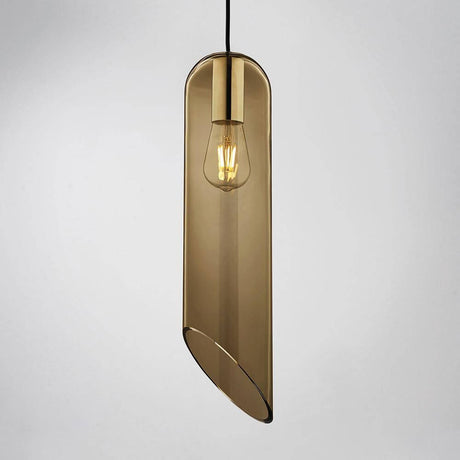 Loon mundgeblasener Glaszylinder H 49cm Braun – moderne Hängeleuchte in Retro-Optik aus Braunem Glas.