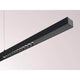 Ride Lens LED-Hängelampe 160cm Up & Down Schwarz mit schwarzem Aluminium und direkter Lichtverteilung.