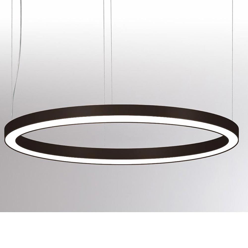 Rinq LED Ring-Hängelampe in Schwarz, Ø 600cm, dimmbar, pulverbeschichtet, mit opal-weißer Lichtabdeckung.