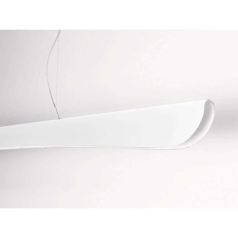 Stretto LED Pendelleuchte 135cm 1690 Lumen Weiß, elegante Hängeleuchte aus gebogenem Aluminium in Weiß.