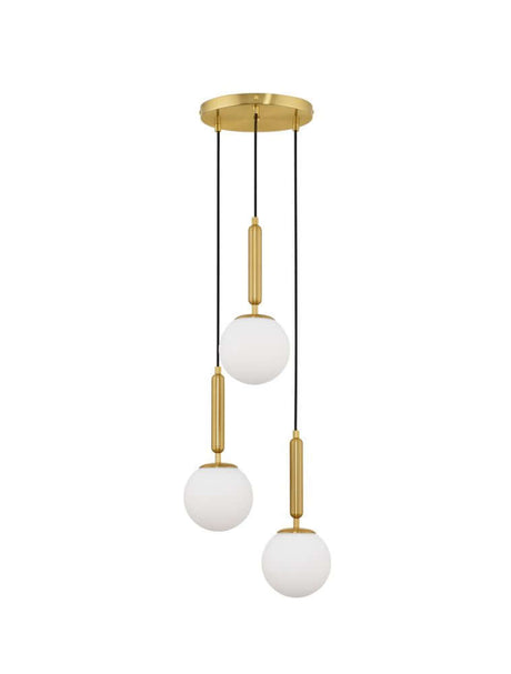 Monet Pendelleuchte 3-flammig Ø 35cm Gold, Weiß – skandinavische Pendelleuchte mit 3 Kugelleuchten