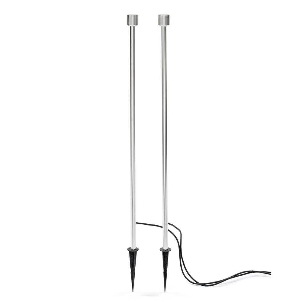 Monza LED Erdspießleuchten Set 2-tlg. 12V: elegante Gartenbeleuchtung mit zwei stilvollen Erdspießen.