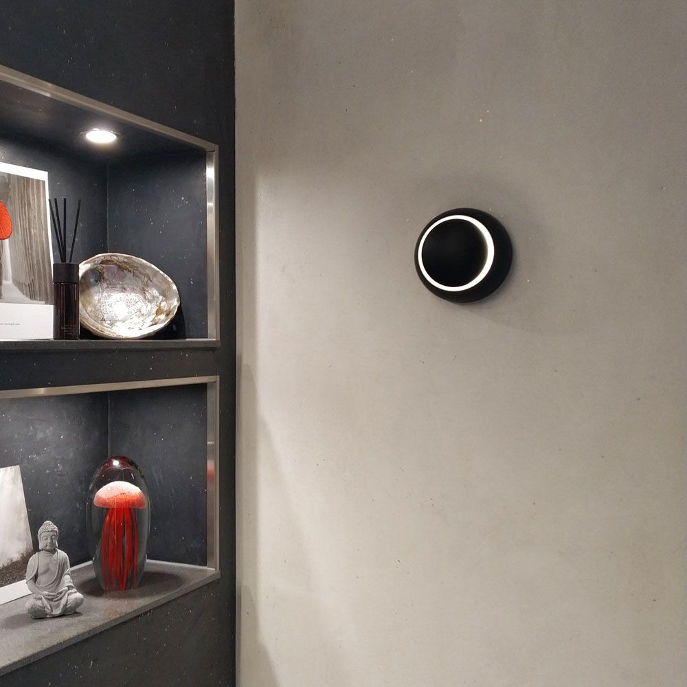 Moon rotating LED wall light 350lm Black