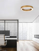 Morbido LED Deckenleuchte Ø 60cm 2700, 4000K im modernen Raum mit Holzfußboden und eleganter Büroeinrichtung.