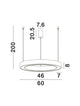 Maßzeichnung der Morbido LED Pendelleuchte Ø 60cm 2700, 4000K mit Abmessungen und Details.