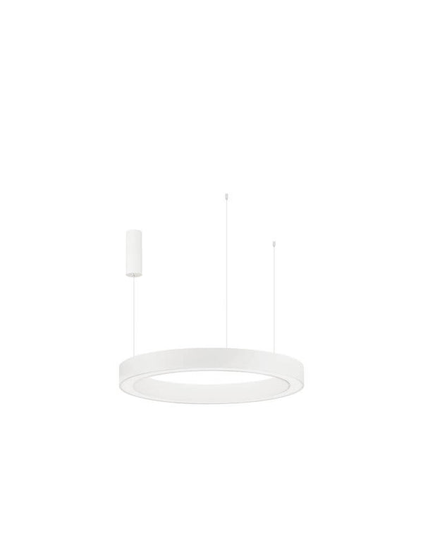 Morbido LED Pendelleuchte Ø 80cm 2700, 4000K weiße ringförmige Pendelleuchte aus Aluminium und Acryl, höhenverstellbar