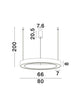 Morbido LED Pendelleuchte Ø 80cm 2700, 4000K - technische Zeichnung mit Maßen.