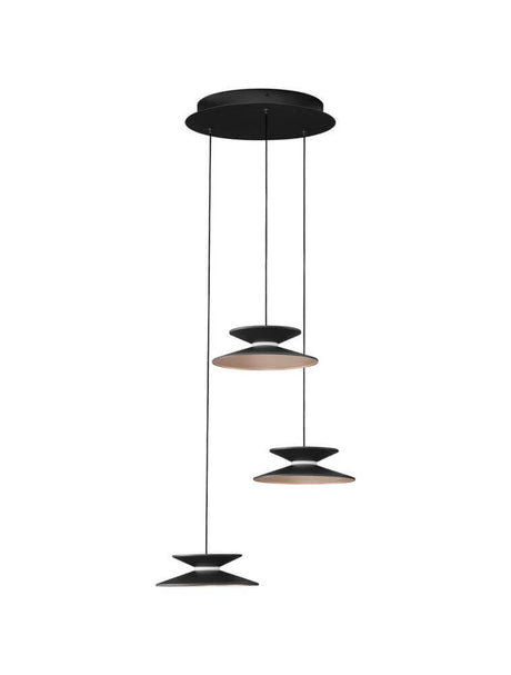 Morfi Pendelleuchte 3-flammig Ø 42cm 3000K Schwarz, Gold, moderne LED-Hängeleuchte von Nova Luce