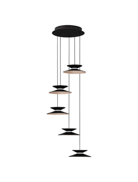 Morfi pendel 5-pære Ø 42cm 3000K sort, guld med et moderne og elegant design.