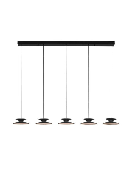 Morfi pendant light bar 132cm 5-light 3000K black, gold with a modern design and warm light composition.