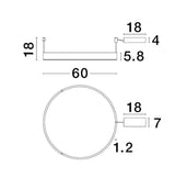 Technische Zeichnung der Motif LED Deckenleuchte Ø 60cm mit Abmessungen und Details.