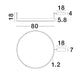 Technische Zeichnung der Motif LED Deckenleuchte Ø 80cm 3000K mit Abmessungen und Designdetails.