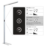 Presenza di movimento della lampada a pavimento dell'ufficio a LED e sensore di luce diurna argento
