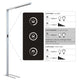 LED Büro Stehlampe mit Motion Präsenzmelder, Lichtsteuerung und Tageslichtsensor, Silberfarben.