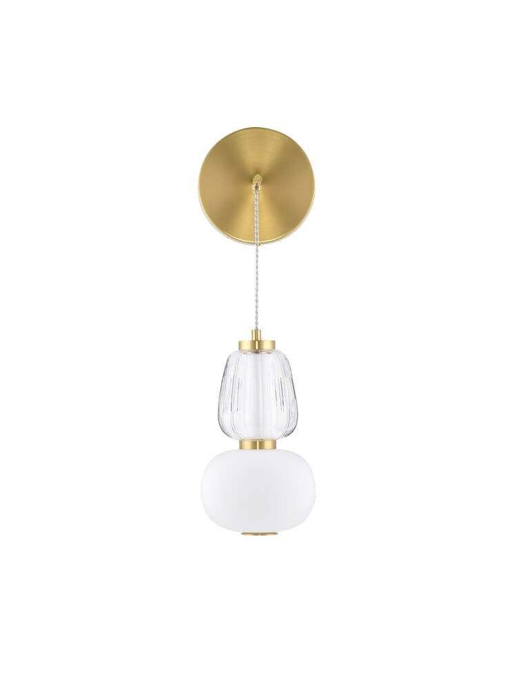 Movil Wandleuchte 3000K Gold mit goldmattem Finish und klaren Glaselementen für stilvolle Beleuchtung.