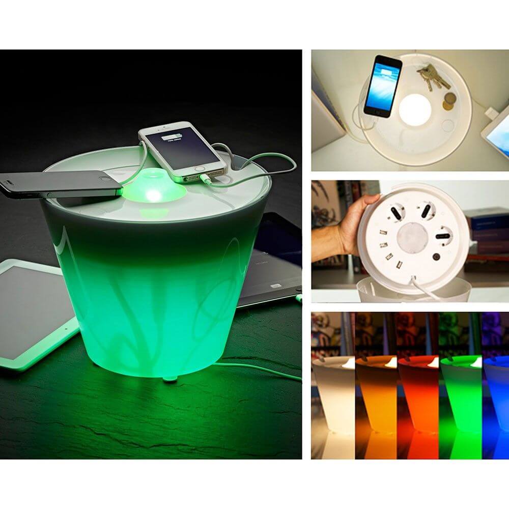 Rotaliana Multipot+ Lampe de table Câble-conteneur + station de charge Chrome