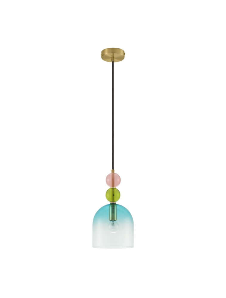 Murano Pendelleuchte Ø 16cm Gold, Mehrfarbig, mit buntem Glas und elegantem Gold-Finish.
