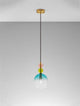 Murano Pendelleuchte Ø 16cm Gold, Mehrfarbig mit buntem Glas-Dome und elegantem Gold-Finish.