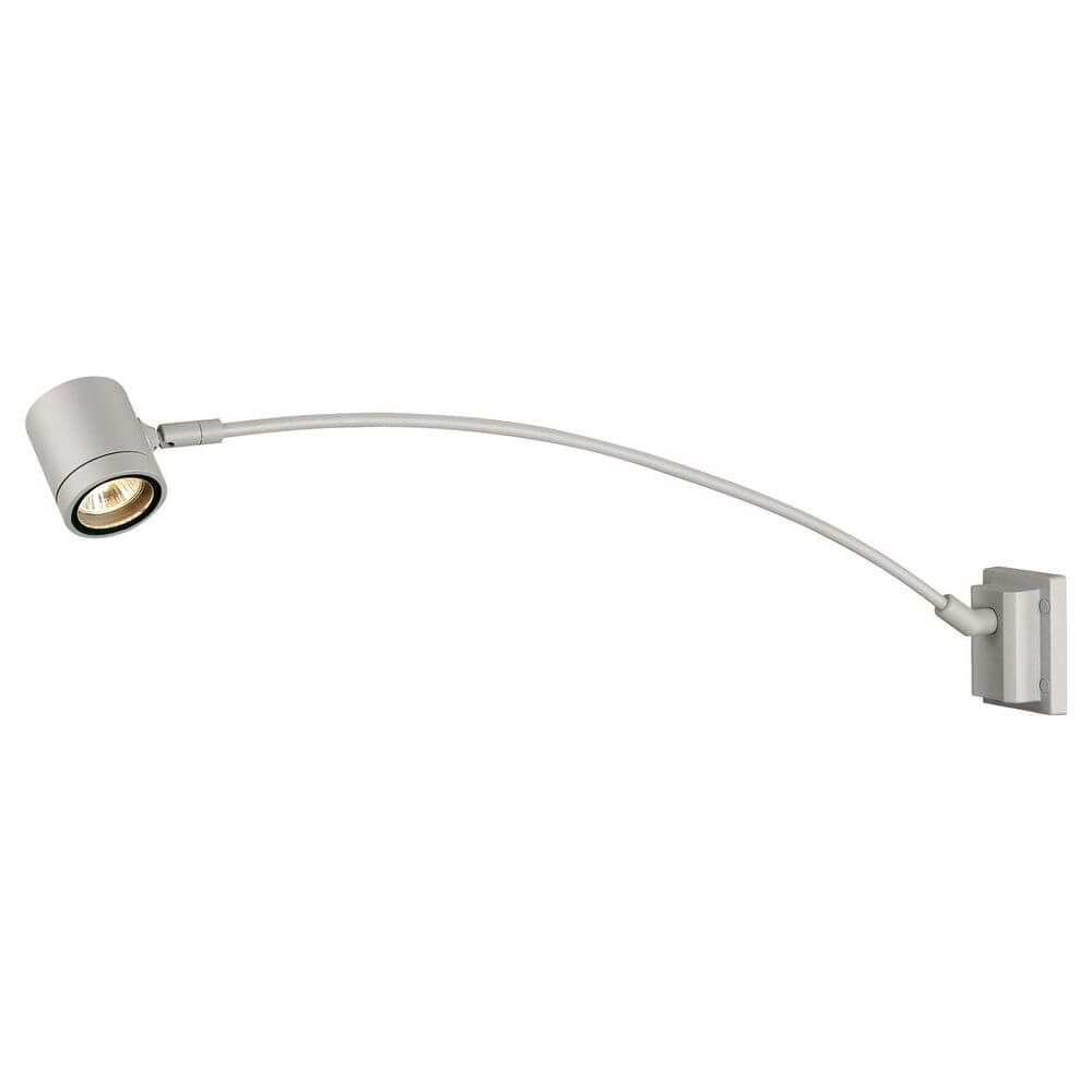 NEW MYRA DISPLAY CURVE Silbergrau GU10 max. 50W IP55 - gewölbte Displayleuchte aus Aluminium und Glas für Außenbereich.