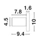 Nano Wandleuchte 3000K Schwarz – technische Seitenansicht mit Maßen 10x9.4x7.8x4.5x1.6 cm