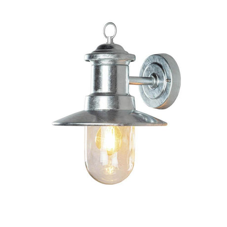 Napoli Außenwandleuchte Vintage aus Stahl und klarem Glas in galvanisiertem Zink-Look
