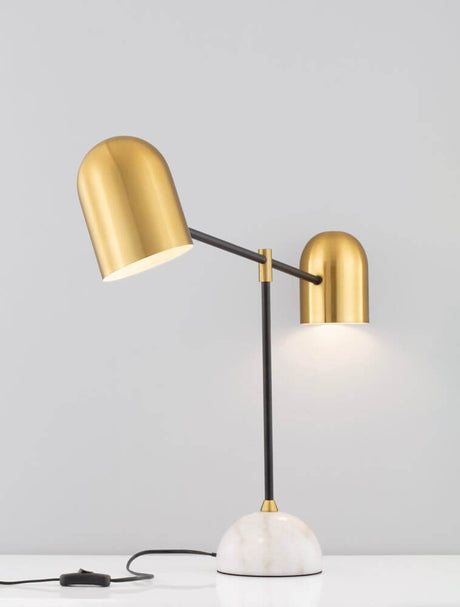 Nela Tischleuchte Weiß, Gold, Schwarz mit Marmorsockel und edlem Metall-Design für moderne Interieurs